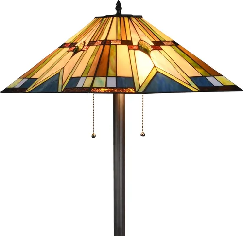 Tiffany - Lámpara de pie estilo vintage, pantalla de vitral, 65 pulgadas de alto, lámpara de esquina de lectura para dormitorio, sala de estar,