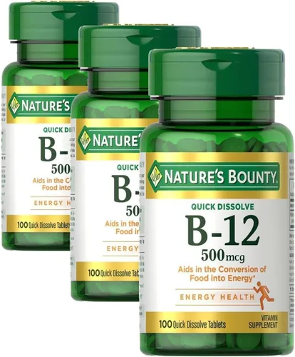 Miniatura 9 de Nature's Bounty Vitamina B12, apoya el metabolismo energético y la salud del sistema nervioso, 500mcg, 100 tabletas de disolución rápida
