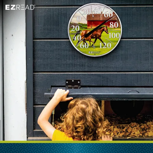 Miniatura 8 de EZREAD - Termómetro de esfera colgante, termómetros meteorológicos para uso en interiores y exteriores, gran diámetro de 12.5 pulgadas, números