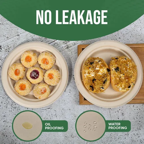 Miniatura 7 de TaidMiao Paquete de 100 platos de papel de 7 pulgadas, platos desechables 100% compostables, platos de postre resistentes, platos de caña de azúcar