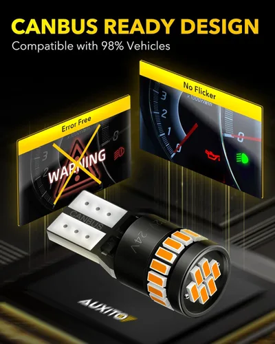 Miniatura 6 de AUXITO - Foco LED 194, amarillo ámbar, 168, 175, 2825, W5W, T10, kit de luces LED de repuesto sin error Canbus para interior de auto, cúpula