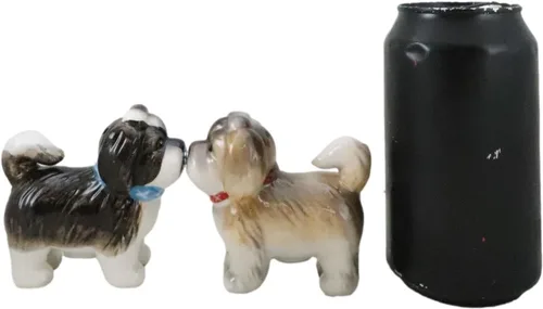 Miniatura 6 de Ebros Gift Juego de figuras de cerámica animadas de perro Shih Tzu para cocina, salero y pimentero, 3 pulgadas de largo, pedigrí, cachorros, perros