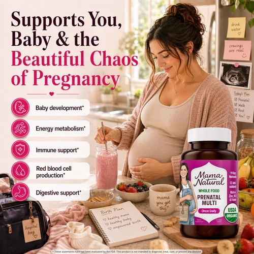 Miniatura 5 de Mama Natural Vitaminas prenatales orgánicas para mujeres veganas (30 porciones), vitaminas prenatales One A Day para mujeres embarazadas, a base