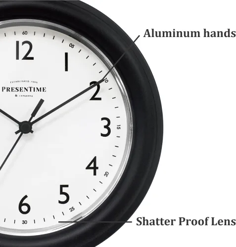 Miniatura 3 de PresenTime & Co. Reloj de pared moderno de 8.5 pulgadas, silencioso, sin tictac, color negro.