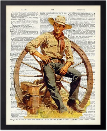 Miniatura 82 de Poster Master Póster de diccionario – Estampado retro de vaquero y caballo – Obra de arte del salvaje oeste – Diseño occidental – Arte moderno