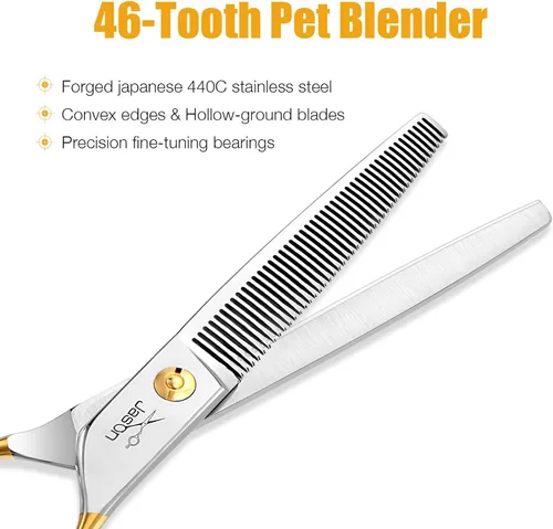 Miniatura 2 de JASON Tijeras de Entresacar de 7.5 pulgadas para Perros de 40 Dientes, Tijeras de Mezcla para Acicalamiento de Perros, Tijeras Profesionales
