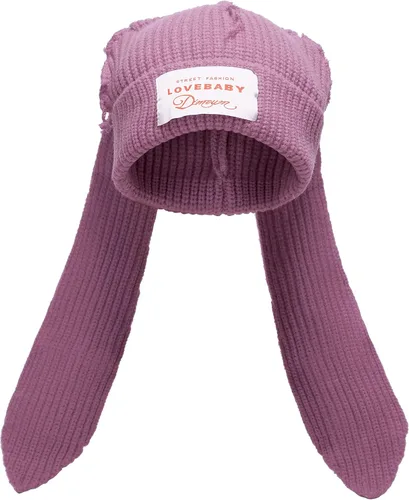 Miniatura 17 de Gorro de punto con orejas largas de conejo, gorro divertido de invierno, gorro cálido de punto de conejo de ganchillo para exteriores