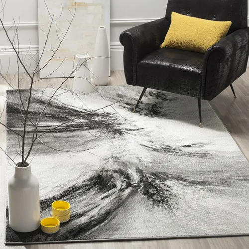 Miniatura 15 de SAFAVIEH Glacier Collection GLA127M - Alfombra moderna abstracta que no desprende pelusa, para sala de estar o dormitorio, 4 x 6 pies, azul/gris