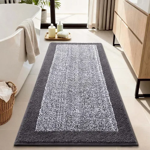 Miniatura 58 de Alfombras de baño de 17 x 24 pulgadas, antideslizantes, lavables, color gris, para bañera, tapete de baño para baño, tapete suave y absorbente