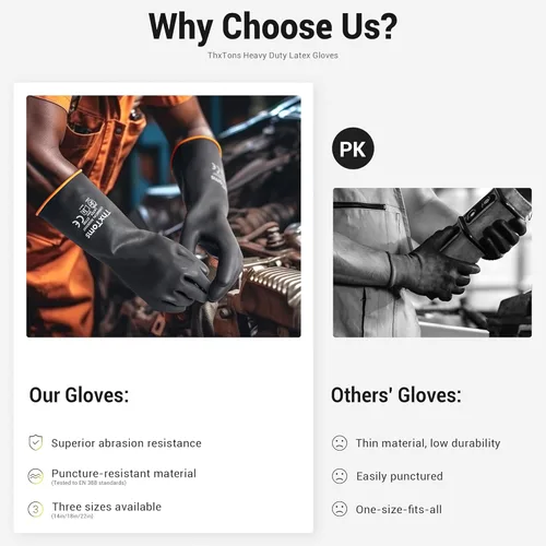 Miniatura 5 de ThxToms Guantes de Látex de Servicio Pesado, Guantes Largos de Goma, Guantes Resistentes a Químicos, Resistentes a Perforaciones, Resistentes a 56 cm