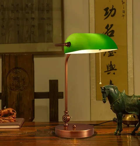 Miniatura 2 de Green Bankers Deskp - Traditional Wood Table Light with Green Glass Shade - Antreadingp for Home & Office - Elegant Lightifixture (Tyg)