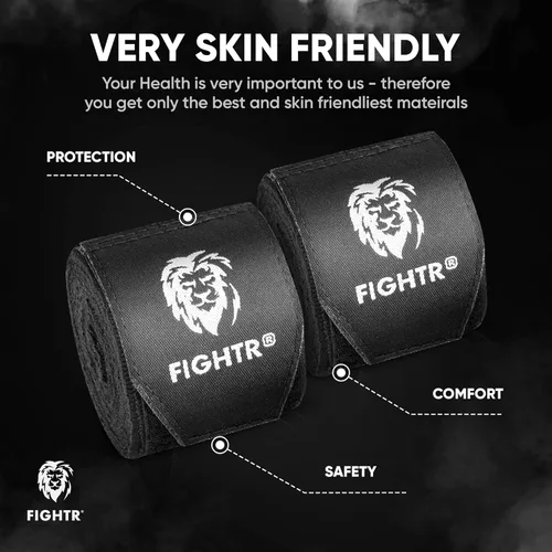Miniatura 6 de FIGHTR® Vendas de boxeo de 160 pulgadas semielásticas con lazo para el pulgar para boxeo, artes marciales, artes marciales y marciales Negro
