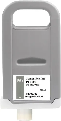 Vivid Colors Cartucho de tinta compatible con PFI-706 para impresoras Canon PFI-706PGY (23.7 fl oz, gris foto) para impresoras iPF8400, iPF8400S,