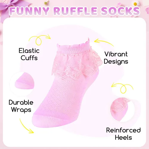 Miniatura 23 de sockfun Calcetines con volantes para bebé, calcetines de encaje con volantes para niños pequeños y niñas