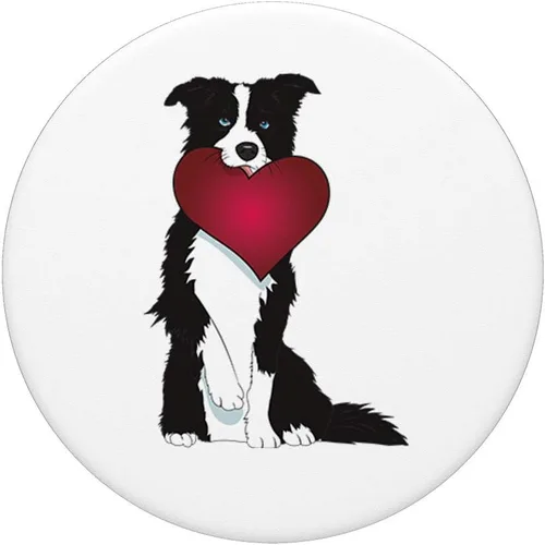 Miniatura 3 de Cute Border Collie Dog with Heart - PopSockets Grip and Stand for Phones and Tablets, Negro