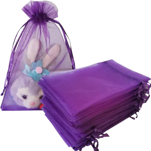 Miniatura 11 de Paquete de 50 bolsas de organza de regalo con cordón verde de 4 x 6 pulgadas para baby shower, Navidad, cumpleaños de bebé, recuerdo de fiesta
