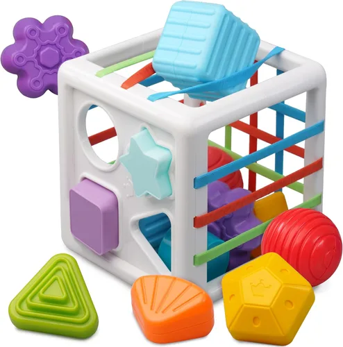 Miniatura 4 de LiKee Juguetes Montessori para niños de 1 año y más, clasificador de formas,10 bloques para el desarrollo sensorial y las habilidad motoras finas