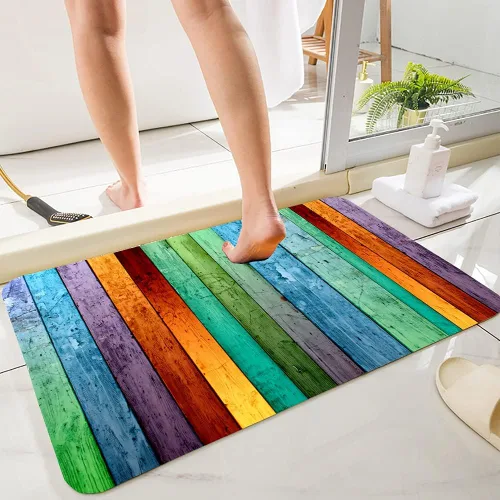 Miniatura 16 de LYFANS Alfombras absorbentes y antideslizantes para uso en cocina y baño, alfombrillas modernas de arte azul con delfín en 3D (61x41 cm)