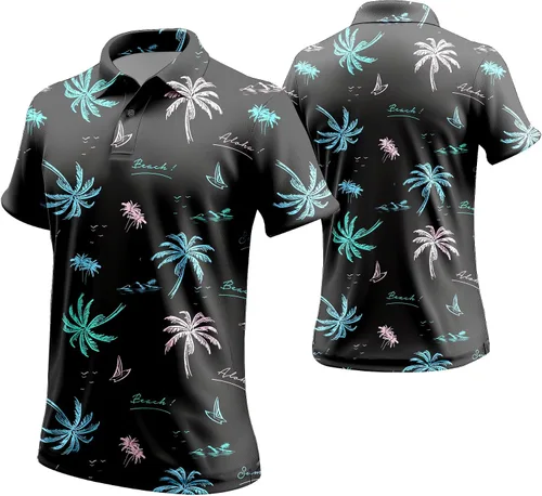 Miniatura 88 de Camisa de golf de los años 80 para hombre, ajuste seco, manga corta, estampada, divertidas, camisas de golf de los años 90 para hombre