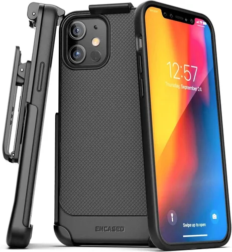 Miniatura 11 de Funda para cinturón Encased iPhone 11 con clip (Blindaje delgado) Funda de agarre delgada con cartuchera - Negro