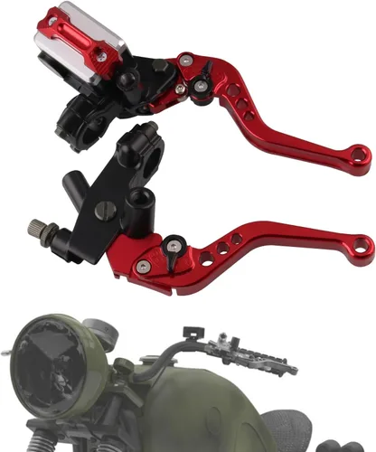 Sporacingrts - 1 par de palancas de freno y embrague de manubrio de motocicleta de 7/8 pulgadas (2.22 cm) con cilindro maestro y depósito,