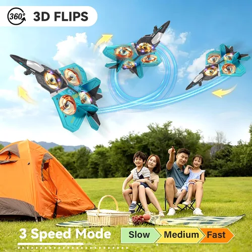 Miniatura 6 de 4DRC V17 Aviones de Control Remoto de Espuma para Niños y Adultos 4-7 8-16, Avión RC de Combate con Luz, Avión de Juguete con Giro de 360°, Sensor