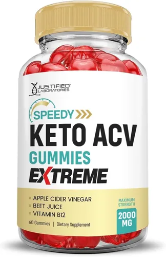 Justified Laboratories Speedy Keto ACV Gummies Extreme (2000 mg) - 60 unidades - Formuladas con vinagre de sidra de manzana, folato y vitamina B12 -