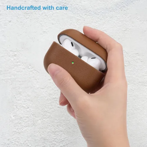 Miniatura 4 de Lopie Funda de piel para AirPods Pro de 2ª generación, azul cian, funda protectora totalmente envuelta con piel de cordero, protección de 360