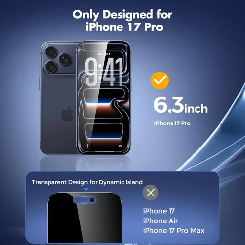 Miniatura 2 de UNBREAKcable Protector de pantalla de privacidad para iPhone 17 Pro, cobertura completa, vidrio templado inastillable, antiespía de 28°, dureza 9H