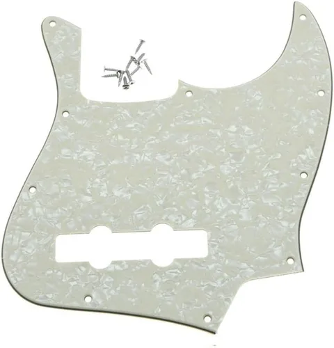 Miniatura 25 de KAISH 4 String J Bass Style Pickguard Bass Pick Guard Scratch Plate para USA/México Jazz J Bass Negro/Blanco Grid
