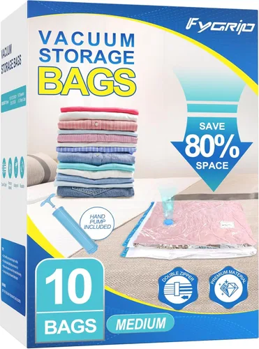 Miniatura 11 de Fygrip 20 bolsas de almacenamiento al vacío con bomba de mano, 4 Jumbo + 4 grandes + 4 medianas + 8 pequeñas bolsas de plástico de embalaje, bolsas