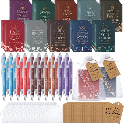Miniatura 19 de Qeeenar Juego de 200 regalos cristianos a granel, versículo de la Biblia, bolígrafo religioso y cuaderno de regalo con etiquetas de agradecimiento