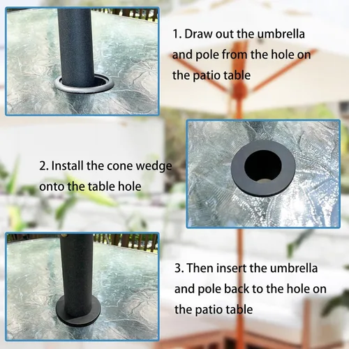 Miniatura 4 de 2 Pieces Patio Table Umbrella Hole Ring Silicone Patio Cone Wedge Plug Stabilizer Sleeve for 2 to 2.5 Inch Patio Table Hole and 1.5 Inch Umbrella