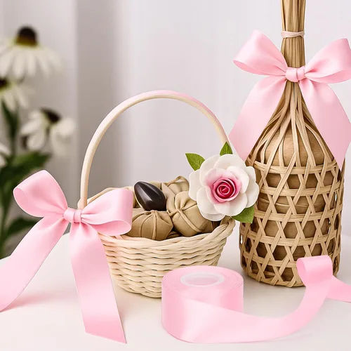 Miniatura 5 de Fullive Cinta rosa de 1 1/2 pulgadas, 30 yardas de cinta rosa para envolver regalos, cintas de satén de poliéster para el día de la madre