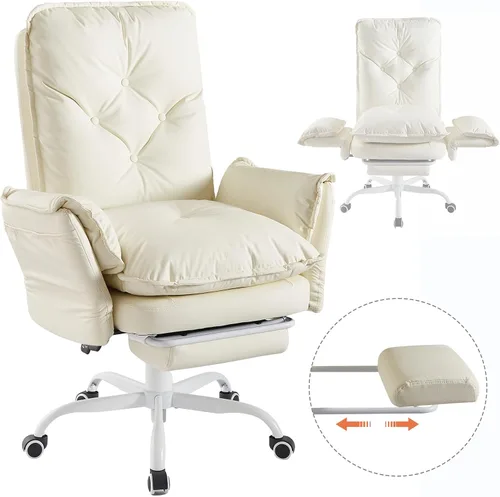 Miniatura 8 de Bestier Silla Criss Cross con reposapiés, Silla de oficina de espalda alta con piernas cruzadas y brazos abatibles y asiento ancho, reclinable 135°