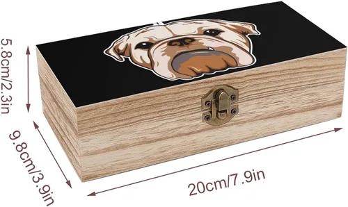 Miniatura 2 de Bonita caja de madera de Bulldog Inglés con tapa con bisagras, caja de recuerdo, caja de contenedor pequeño, regalo para joyería y almacenamiento