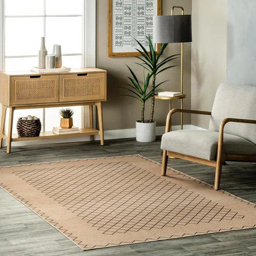 nuLOOM Alfombra superior de yute de 4 x 6 pies, lavable a máquina, antideslizante, para sala de estar, dormitorio, habitación de niños, guardería,