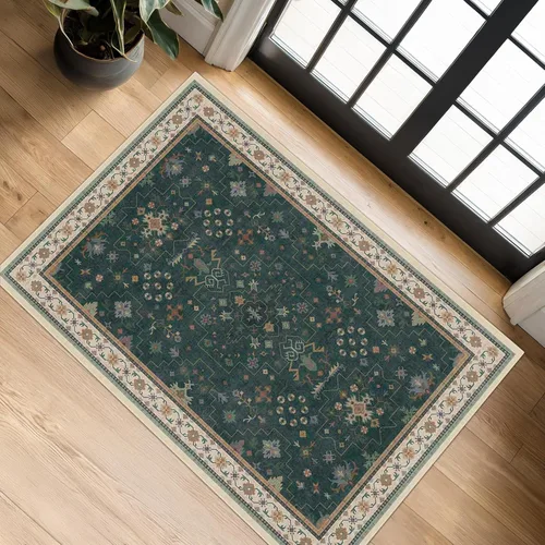 Miniatura 240 de Alfombra Boho Negra para Sala de Estar - Alfombra de Área Lavable de 10x14 Pies, Alfombras de Comedor para Debajo de la Mesa, Alfombra Suave de Pelo
