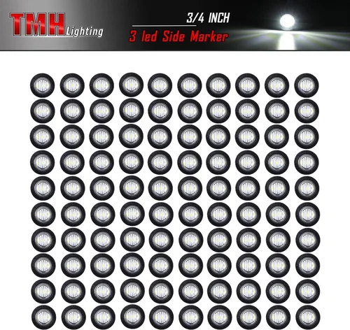 Miniatura 2 de TMH 100 luces indicadoras laterales redondas de 3/4 pulgadas de 3/4 pulgadas, 3 LED, 12 V CC (blanco (100 unidades)