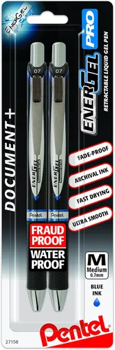 Miniatura 13 de Pentel EnerGel PRO - Bolígrafo de gel permanente, (0.028 in), línea media, archivador y resistente al agua, tinta negra, paquete de 2