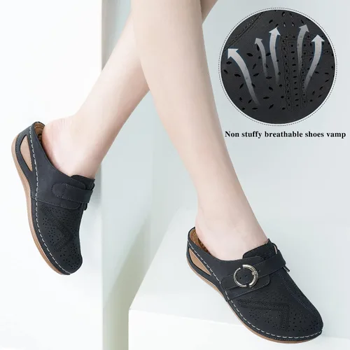 Miniatura 6 de Alicegana Sandalias de verano para mujer, cómodas, con puntera cerrada, cuña con gancho ajustable