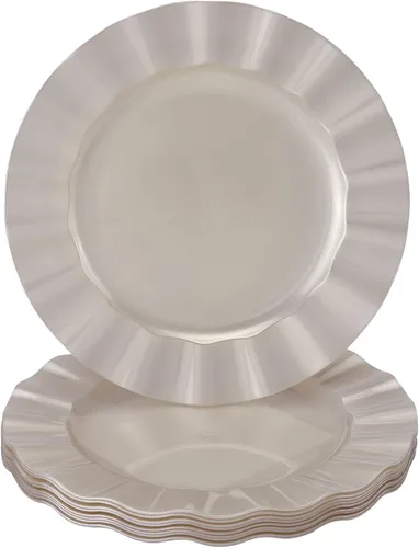 Miniatura 11 de Silver Spoons Platos de postre desechables 10 piezas Platos de plástico resistente Elegante aspecto fino de porcelana Velo, marfil