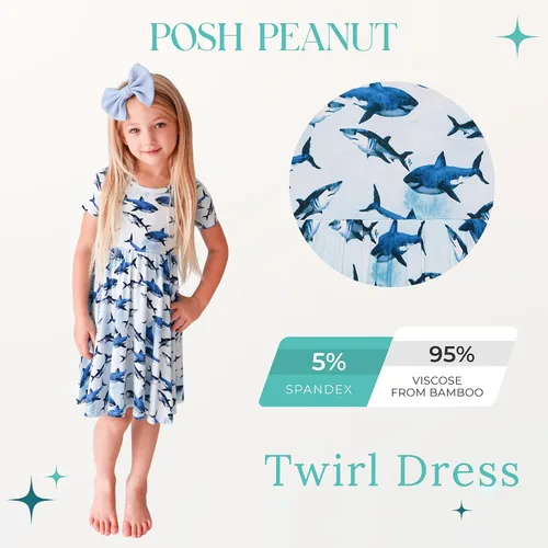 Miniatura 27 de Posh Peanut - Vestidos para niñas – Vestido suave para niña hecho con viscosa de bambú – Vestidos de otoño, primavera y verano para niñas
