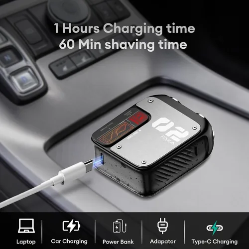 Miniatura 6 de PAXA Mini afeitadora eléctrica para hombres, maquinilla de afeitar eléctrica de 9000 rpm para hombres, afeitadora magnética de doble cabezal Gris