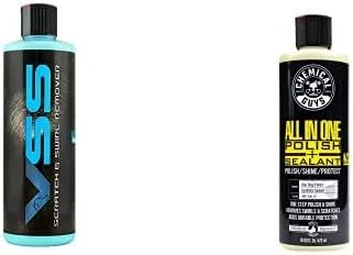 Chemical Guys Paquete todo en uno para quitar esmalte y arañazos y remolinos (2 botellas de 16 onzas)
