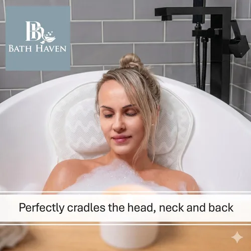 Miniatura 3 de Almohada de baño para bañera, spa o jacuzzi, almohada extra grande para tina, cuello, hombros y espalda, lavable a máquina y secado rápido, 6