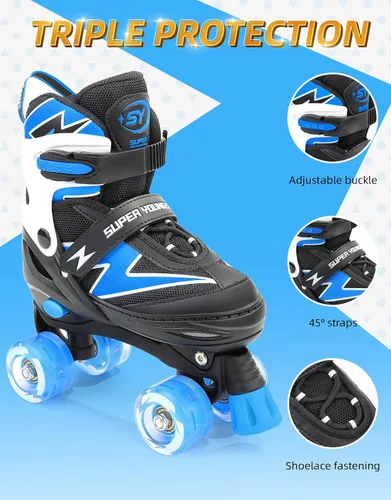 Miniatura 4 de SUPER YOUNGSTER Patines ajustables para niños, patines para niños de 5 a 8 años, patines para niñas de 8 a 12 años con ruedas iluminadas, patines