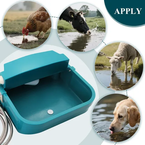 Miniatura 8 de Dispensador automático de agua para perros grandes, cuenco de agua potable para animales de 8 litros con válvula de flotador y orificio de drenaje