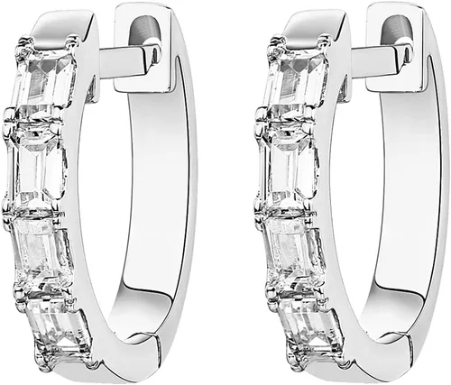 Miniatura 3 de PAVOI 14K Gold Plated Sterling Silver Post Pave Cubic Zirconia Huggie Hoop Earrings for Women