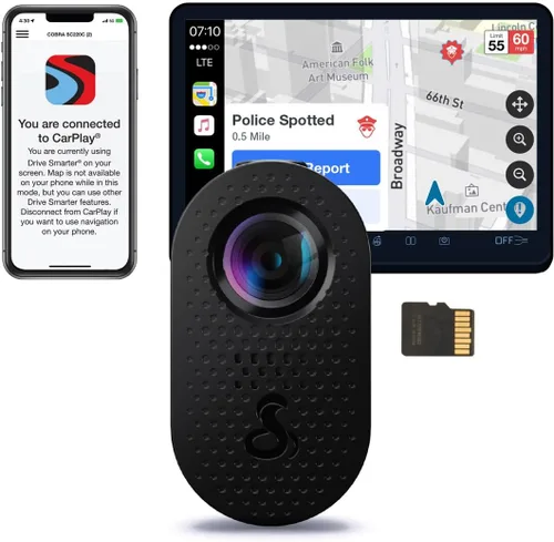 Cobra Discreet Dash Cam (SC120) - Resolución de video QHD 1440P, WiFi integrado, visión nocturna, grabación continua, diseño compacto, tarjeta SD de